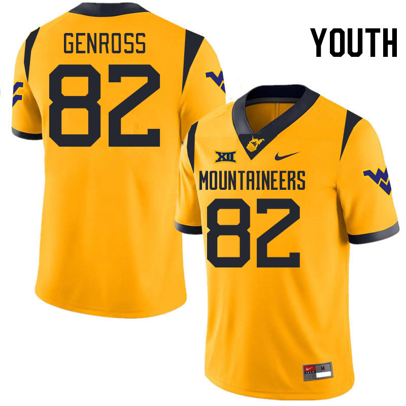 Youth #82 Greg Genross West Virginia Mountaineers College 2024 New Uniforms Football Jerseys Stitche